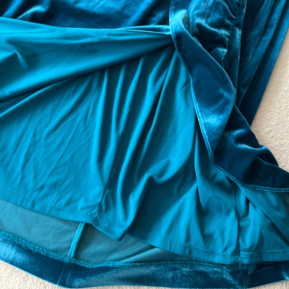 NWT Aidan Mattox Ruffled One Shoulder Velvet Midi Dress 16 Tempesteal - Picture 5 of 13